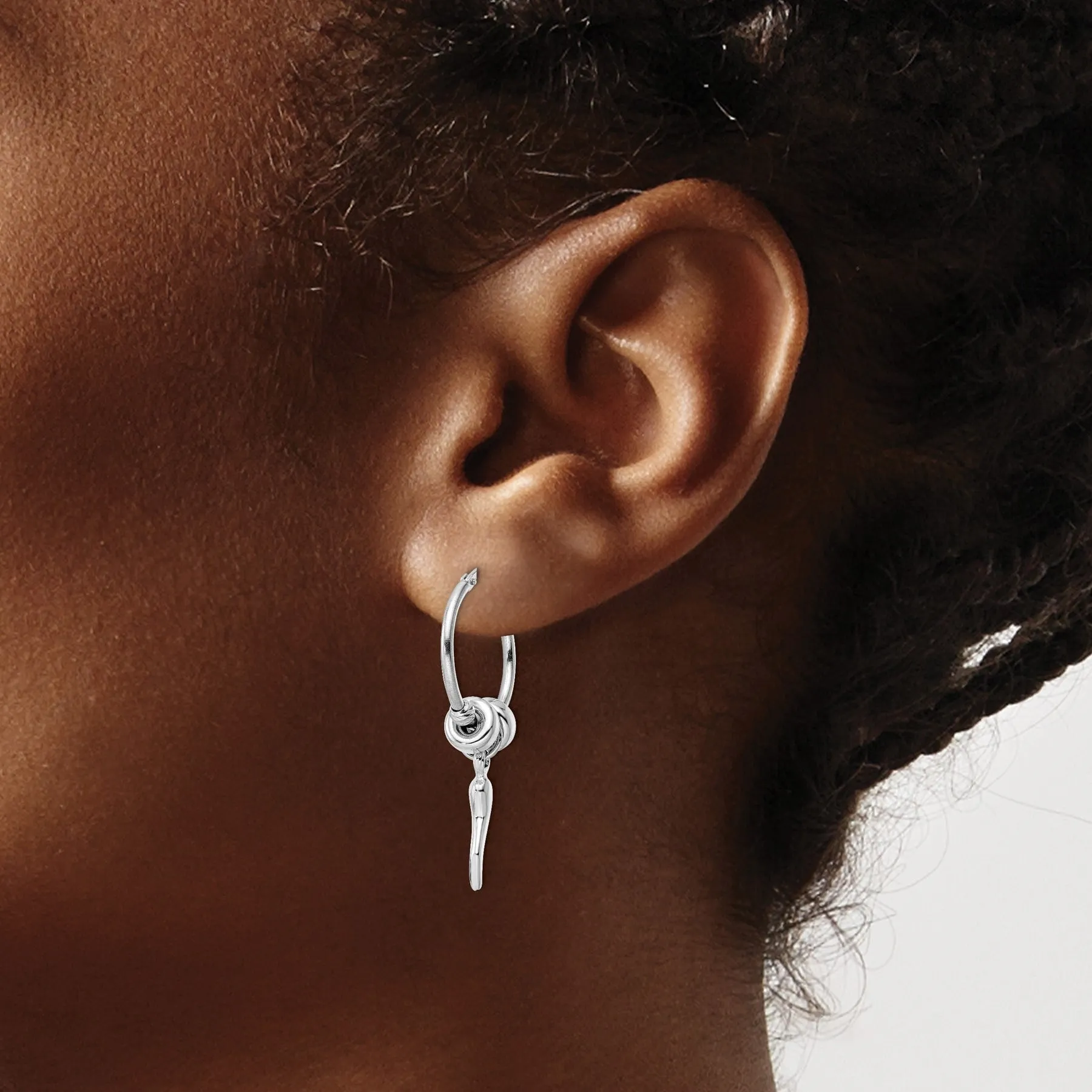 Silver Italian Horn Dangle Hoop Earrings sold by Zulily product image thumbnail 3