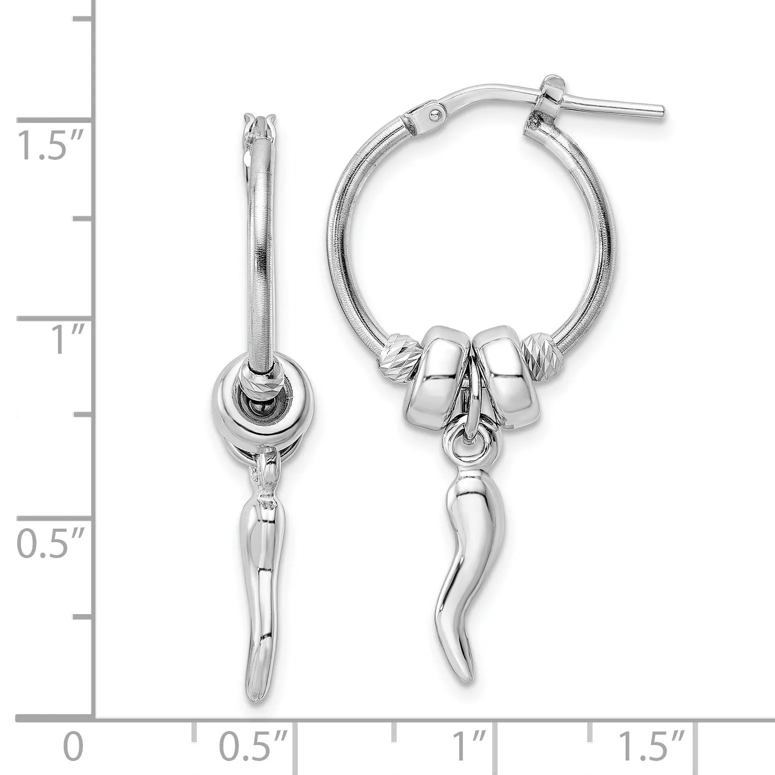 Silver Italian Horn Dangle Hoop Earrings sold by Zulily product image thumbnail 4