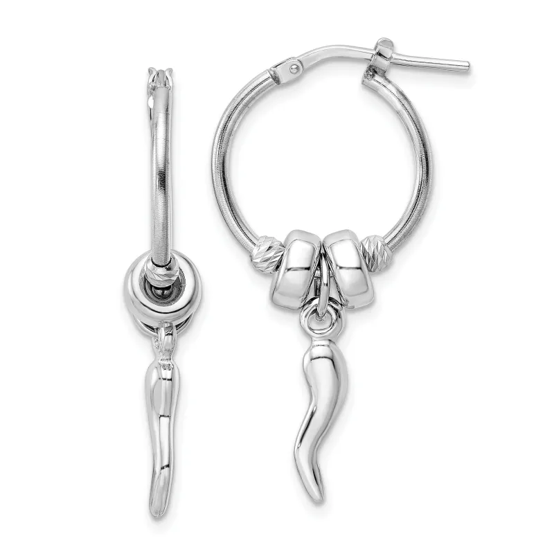 Silver Italian Horn Dangle Hoop Earrings made by Zulily