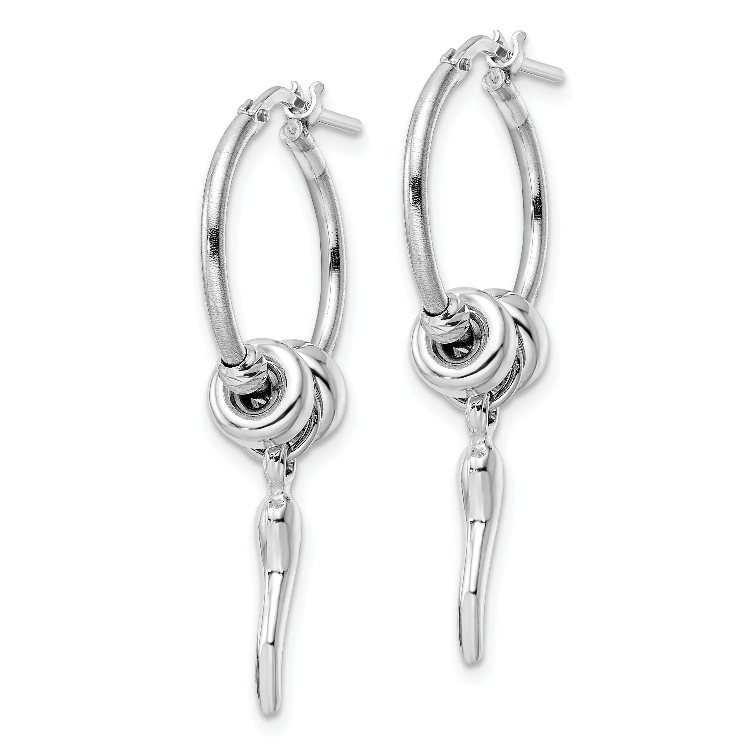 Silver Italian Horn Dangle Hoop Earrings sold by Zulily product image thumbnail 2