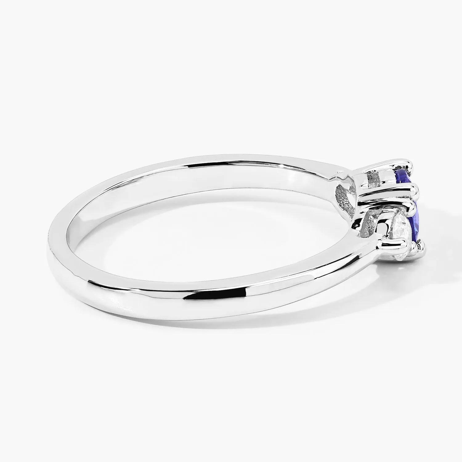 0.47 Ct Round Violet Tanzanite & Lab Diamond Prong Silver Three Stone Ring sold by Zulily product image thumbnail 5