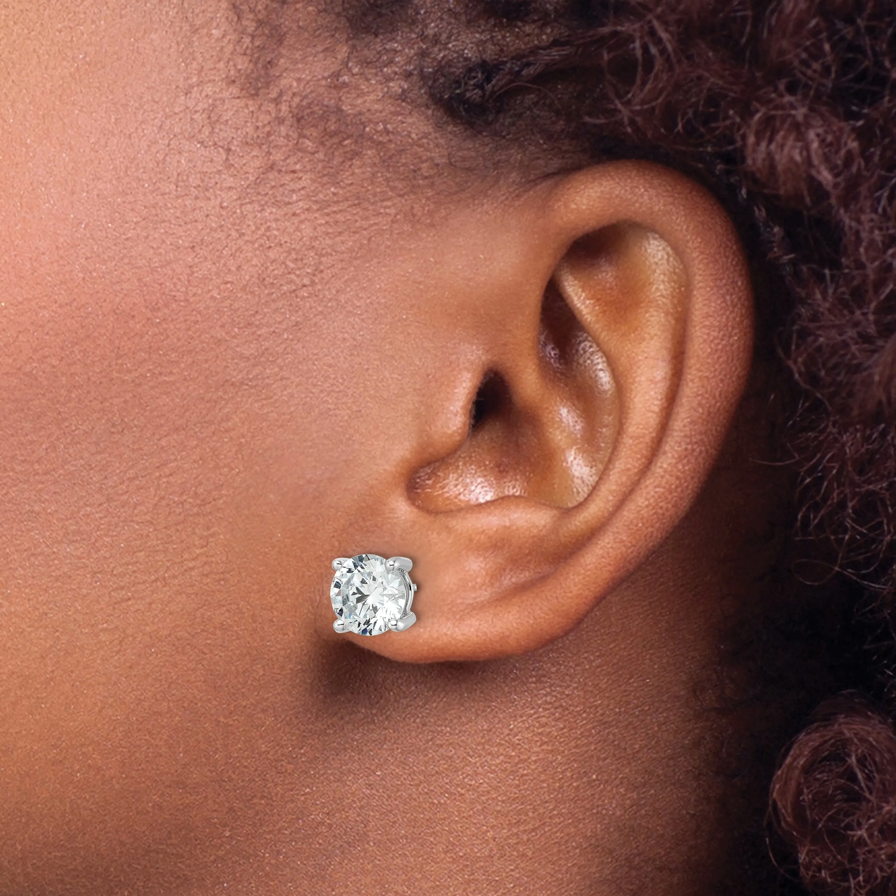 14K White Gold Round Shaped Lab Grown Diamond Stud Earrings sold by Zulily product image thumbnail 2