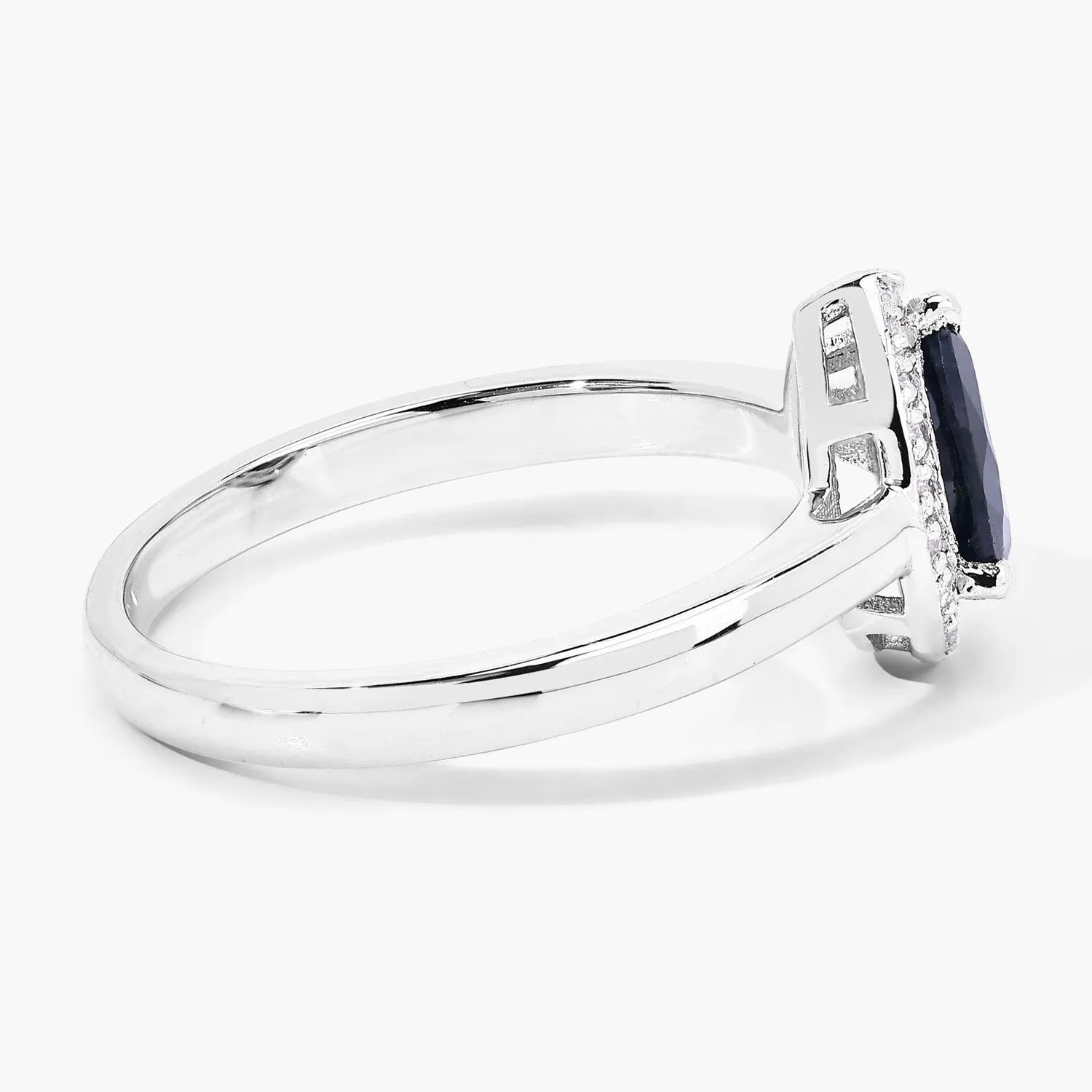 0.80 Ct Pear Blue Sapphire & Lab Diamond Prong Silver Halo Ring sold by Zulily product image thumbnail 3