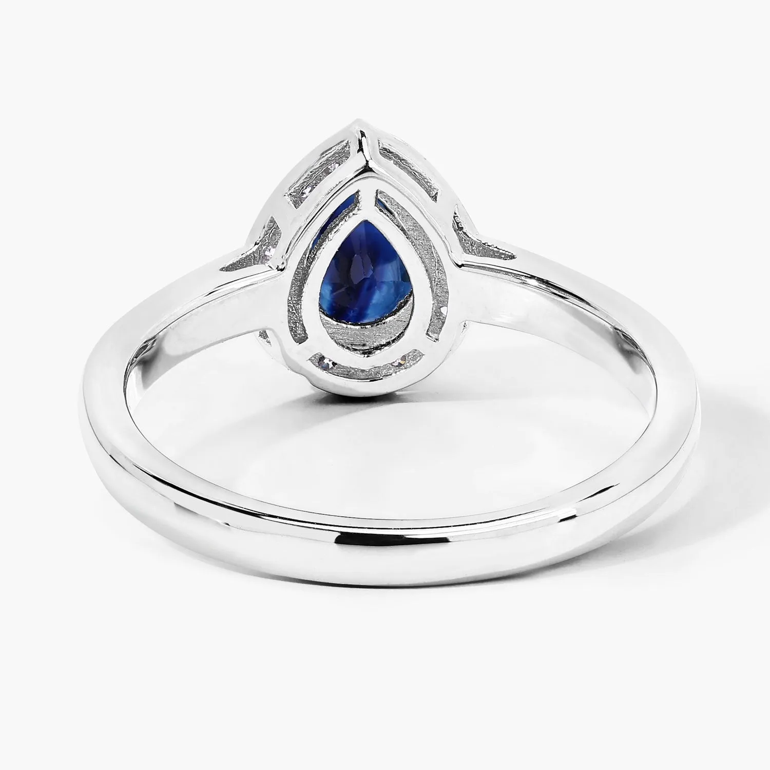0.80 Ct Pear Blue Sapphire & Lab Diamond Prong Silver Halo Ring sold by Zulily product image thumbnail 4