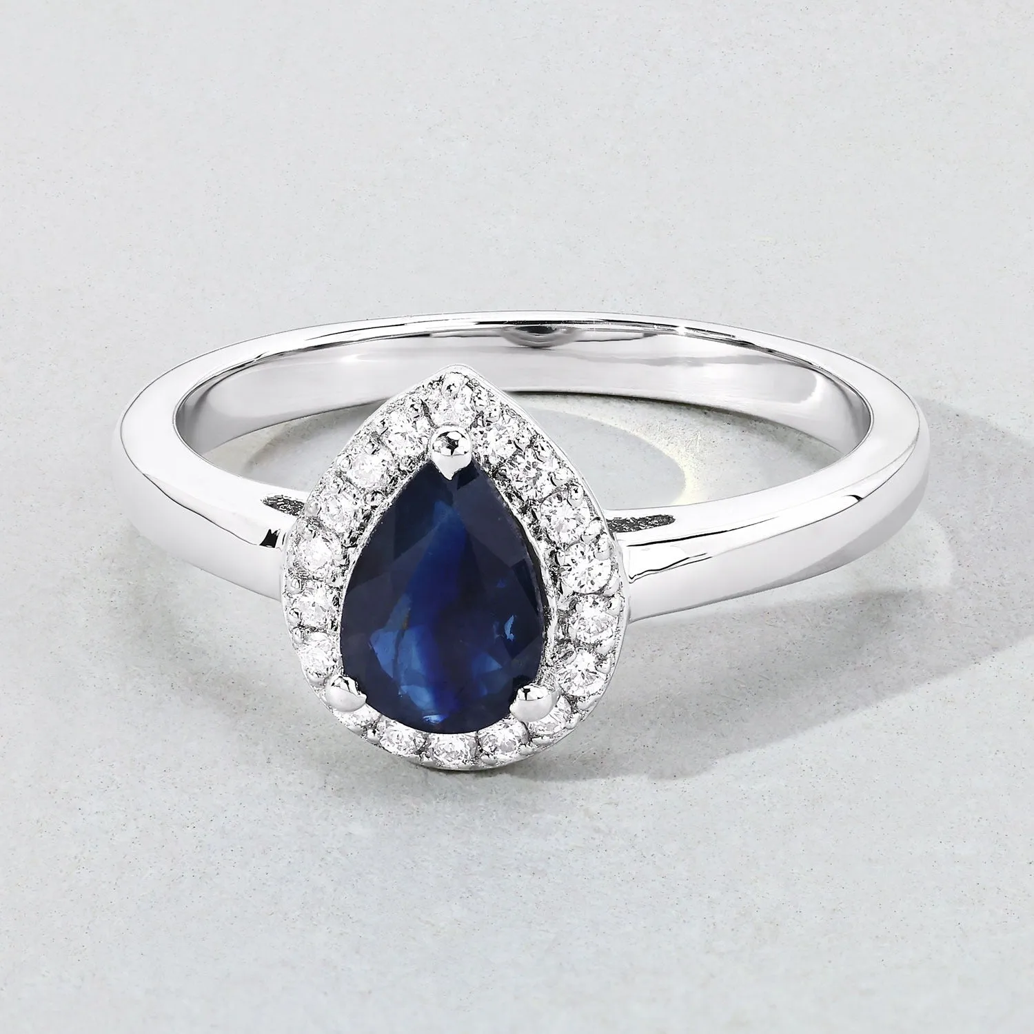 0.80 Ct Pear Blue Sapphire & Lab Diamond Prong Silver Halo Ring sold by Zulily product image thumbnail 5