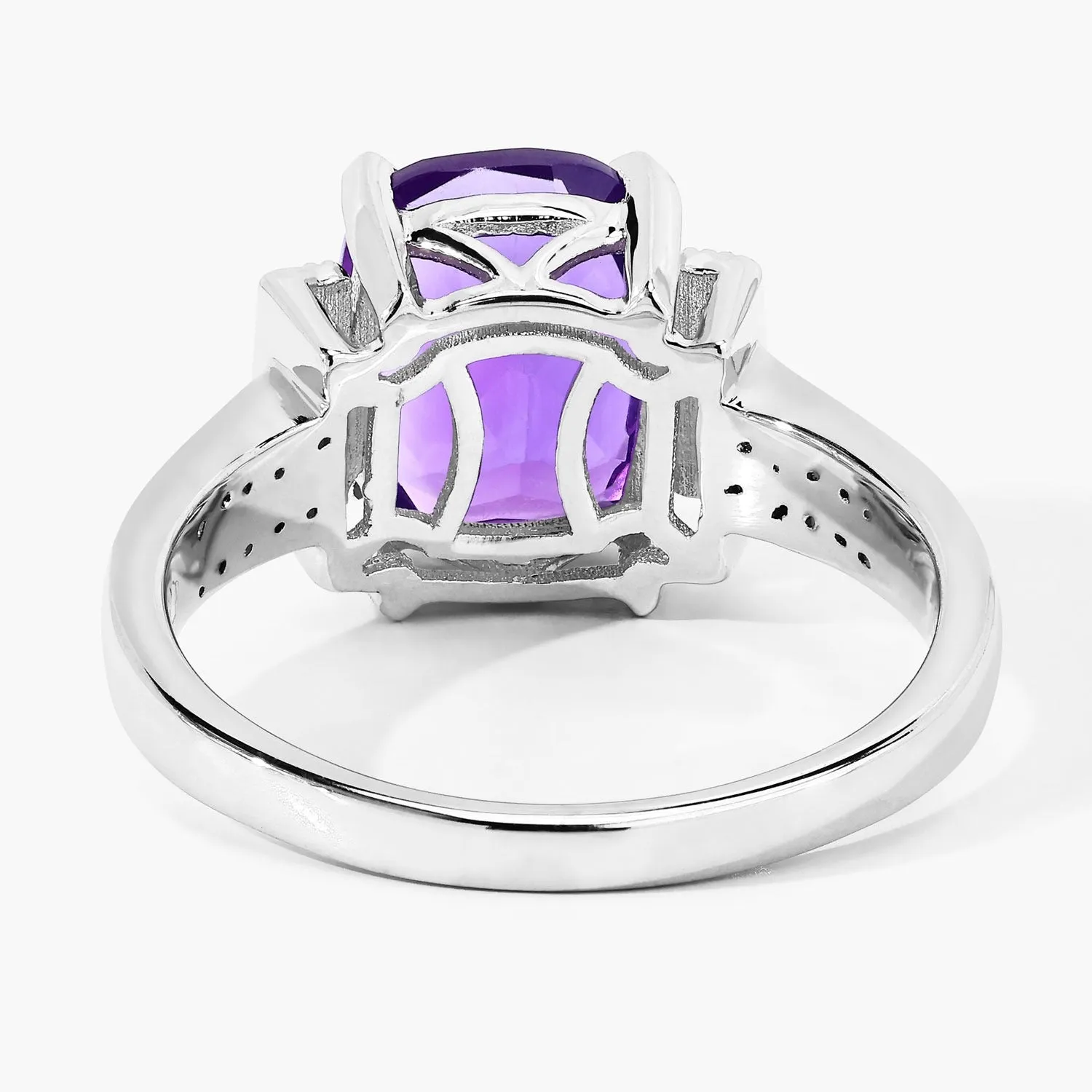 2.60 Ct Cushion Purple Amethyst and Lab Diamond Prong Silver Statement Ring sold by Zulily product image thumbnail 5