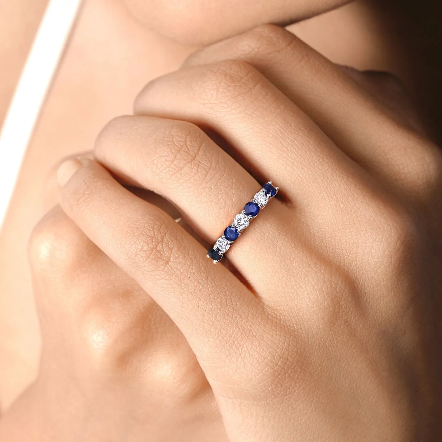 0.52 Ct Round Blue Sapphire Lab Diamond Prong Silver 7 Stone Half Eternity Ring sold by Zulily product image thumbnail 2