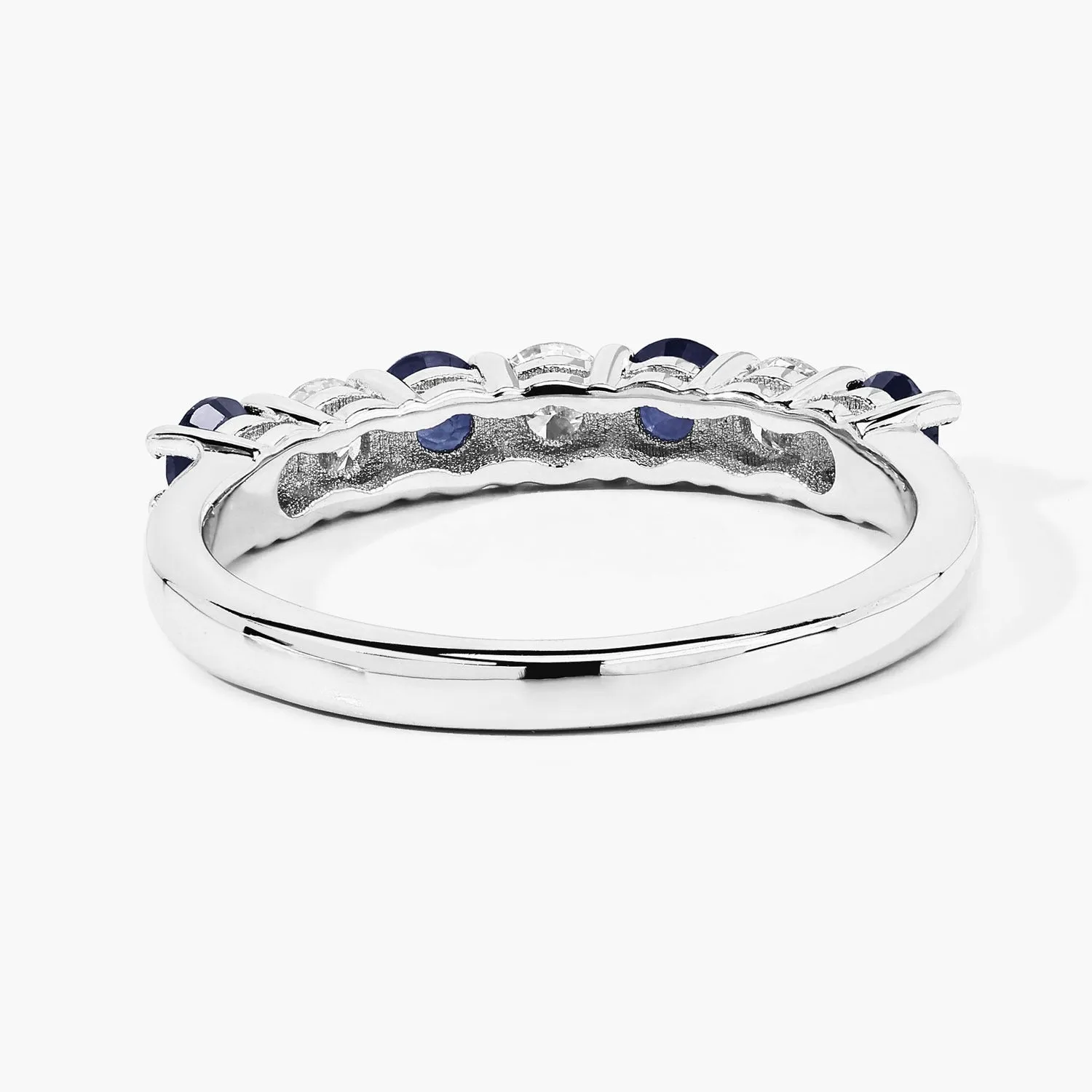 0.52 Ct Round Blue Sapphire Lab Diamond Prong Silver 7 Stone Half Eternity Ring sold by Zulily product image thumbnail 5
