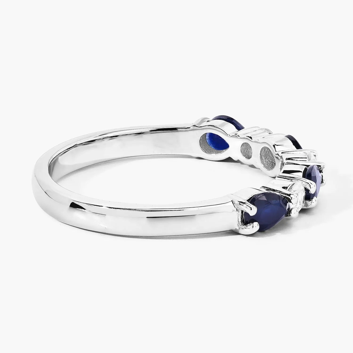 0.80 Ct Pear Blue Sapphire and Lab Diamond Prong Silver Seven Stone Half Eternity Ring sold by Zulily product image thumbnail 4