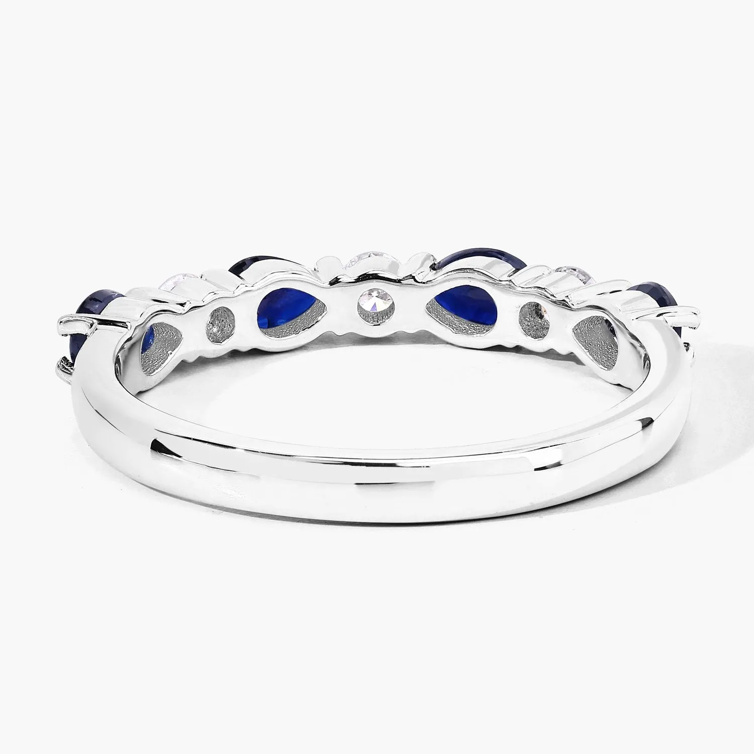 0.80 Ct Pear Blue Sapphire and Lab Diamond Prong Silver Seven Stone Half Eternity Ring sold by Zulily product image thumbnail 5
