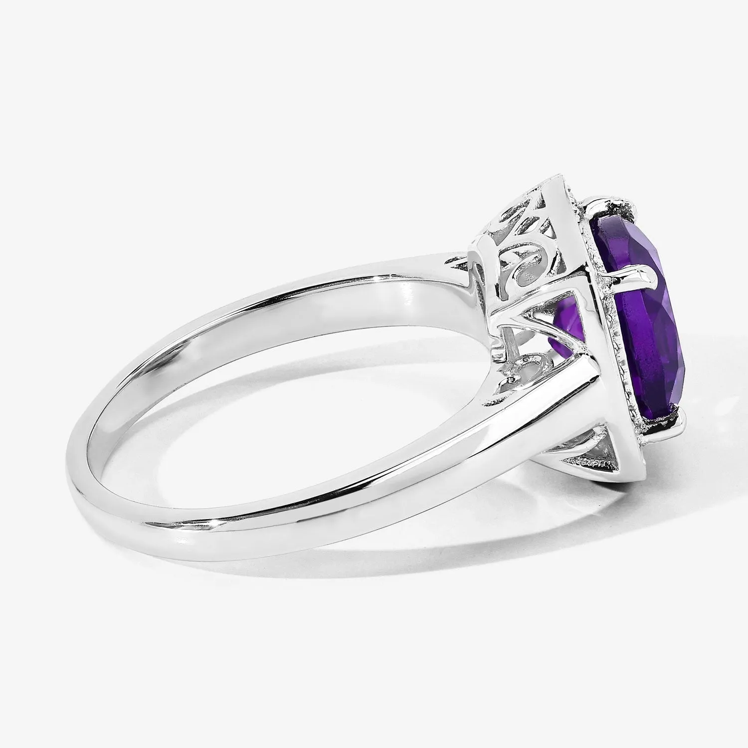 1.80 Ct Cushion Purple Amethyst and Lab Diamond Prong Silver Halo Cocktail Ring sold by Zulily product image thumbnail 5