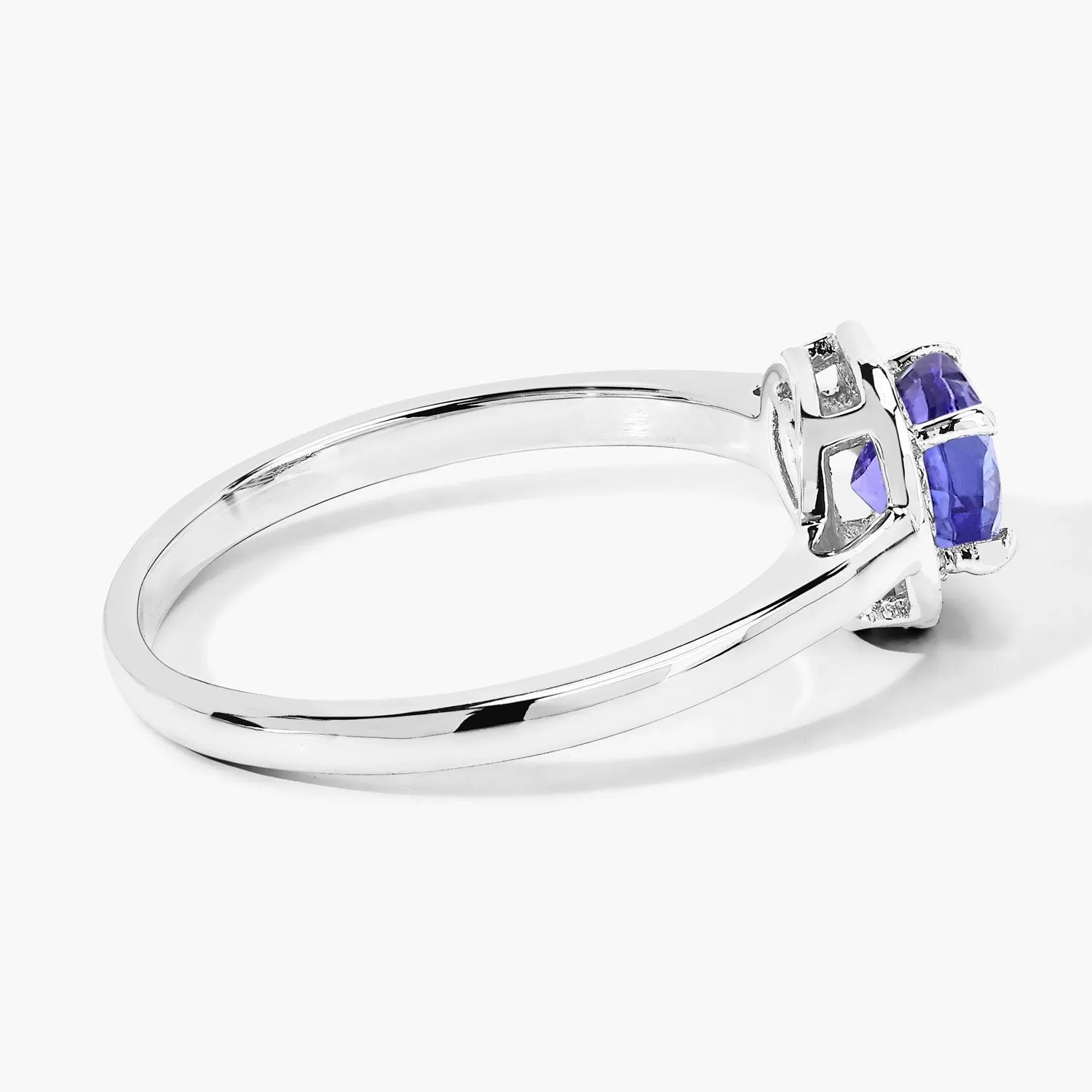 0.47 Ct Round Violet Tanzanite & Lab Diamond Prong Silver Halo Ring sold by Zulily product image thumbnail 4