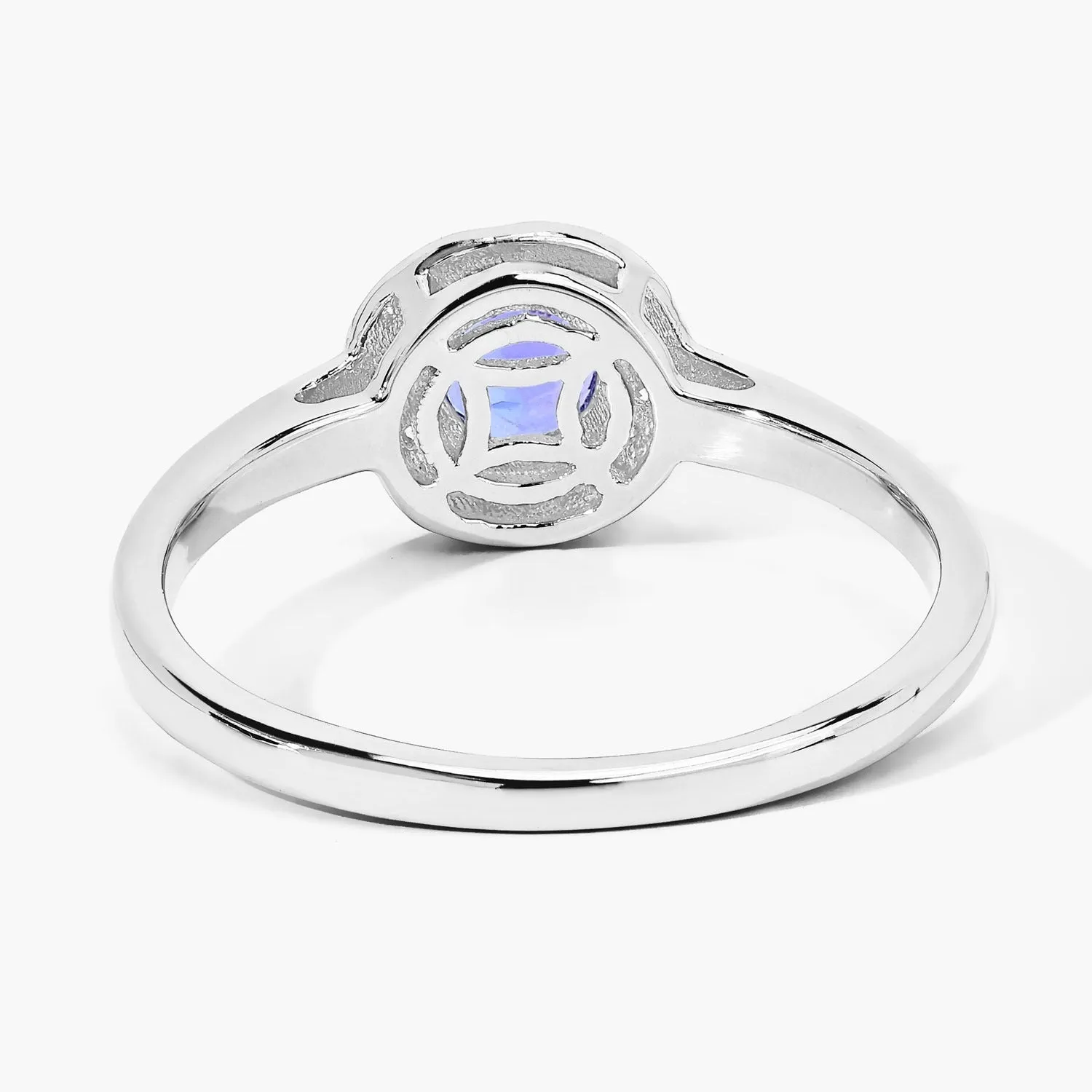 0.47 Ct Round Violet Tanzanite & Lab Diamond Prong Silver Halo Ring sold by Zulily product image thumbnail 5