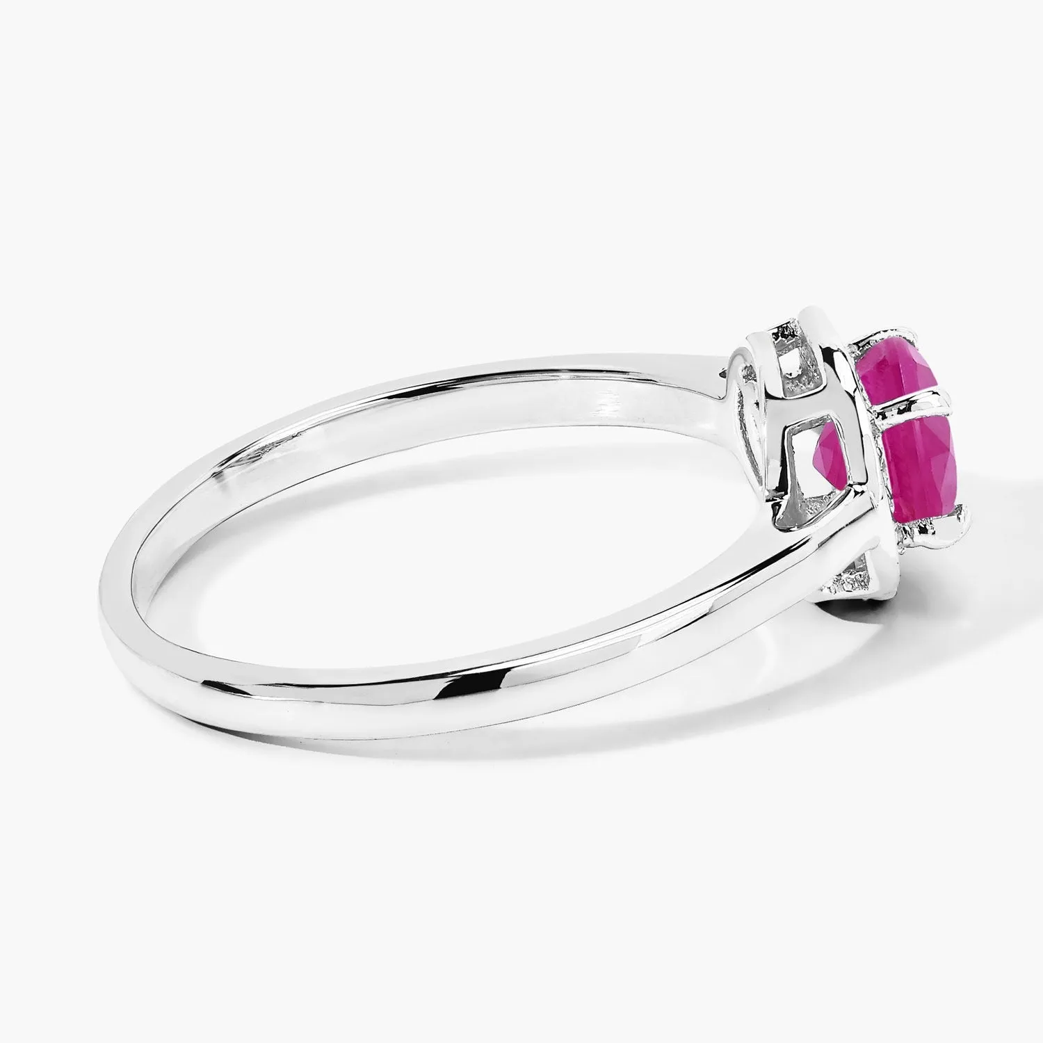 0.55 Ct Round Pink Mozambique Ruby & Lab Diamond Prong Silver Halo Ring sold by Zulily product image thumbnail 3