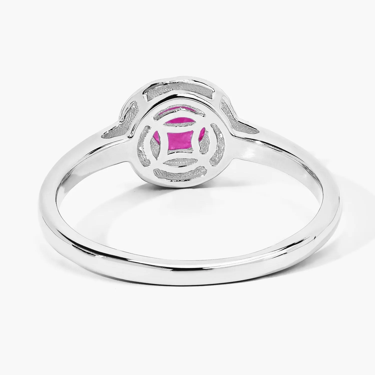 0.55 Ct Round Pink Mozambique Ruby & Lab Diamond Prong Silver Halo Ring sold by Zulily product image thumbnail 4