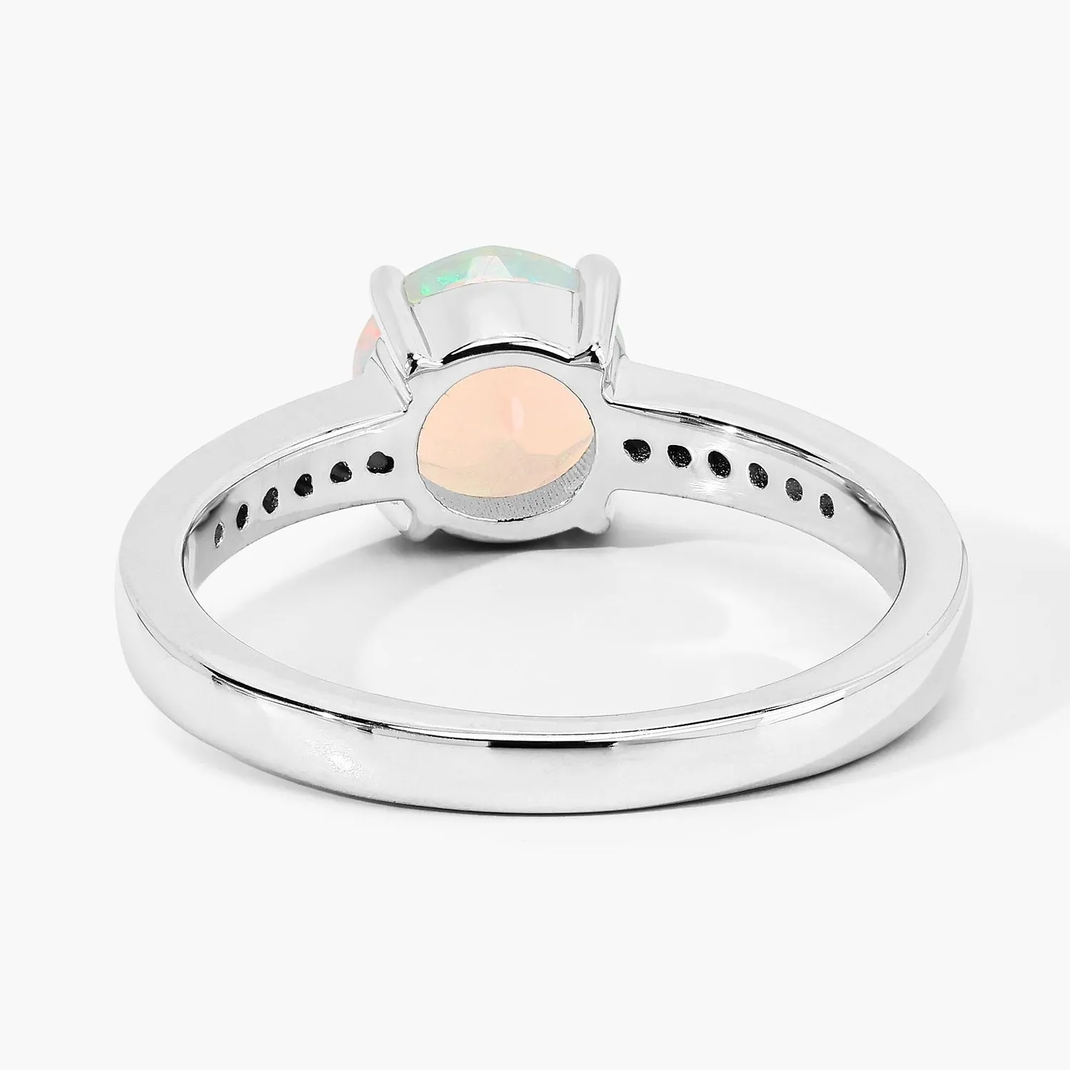 0.65 Ct Round White Ethiopian Opal & Lab Diamond Prong Silver Pave Bridge Ring sold by Zulily product image thumbnail 4