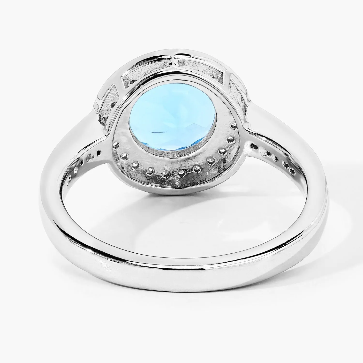 2.25 Ct Round Swiss Blue Topaz Lab Diamond Prong Silver Pave Halo Ring sold by Zulily product image thumbnail 4