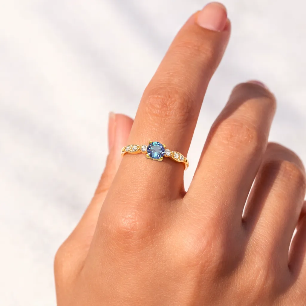 22k Gold Vermeil Alexandrite Round Solitaire Ring sold by Zulily product image thumbnail 2