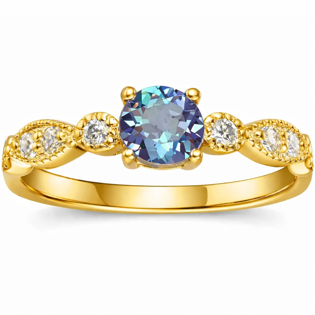 22k Gold Vermeil Alexandrite Round Solitaire Ring sold by Zulily
