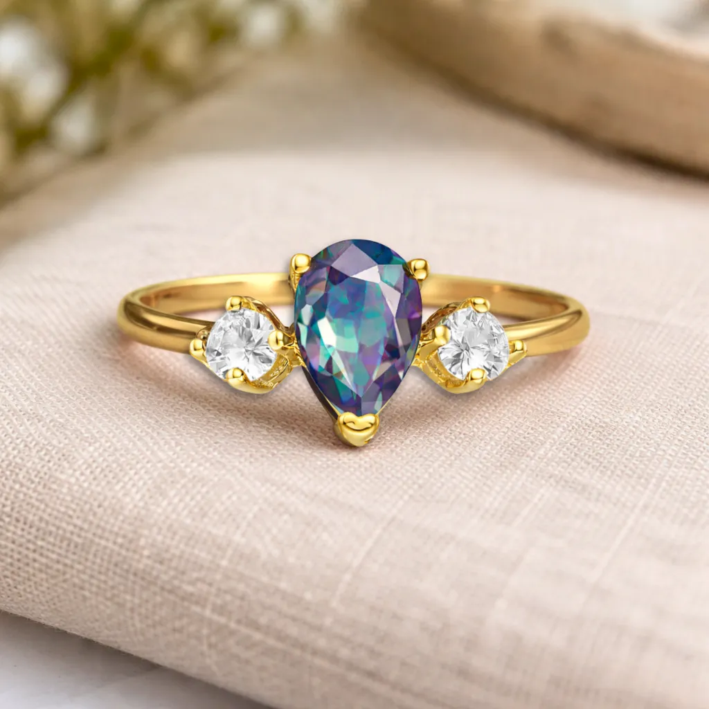 22k Gold Vermeil Created Alexandrite Three Stone Ring sold by Zulily product image thumbnail 3