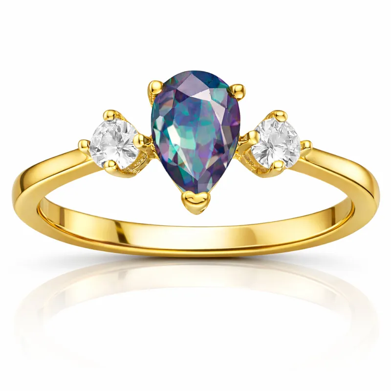 22k Gold Vermeil Created Alexandrite Three Stone Ring made by Zulily