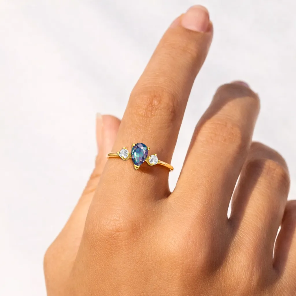 22k Gold Vermeil Created Alexandrite Three Stone Ring sold by Zulily product image thumbnail 2