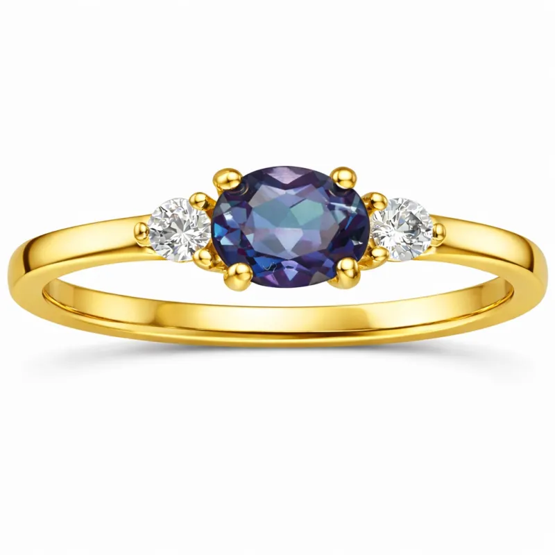 22k Gold Vermeil Alexandrite Oval Three Stone Ring made by Zulily