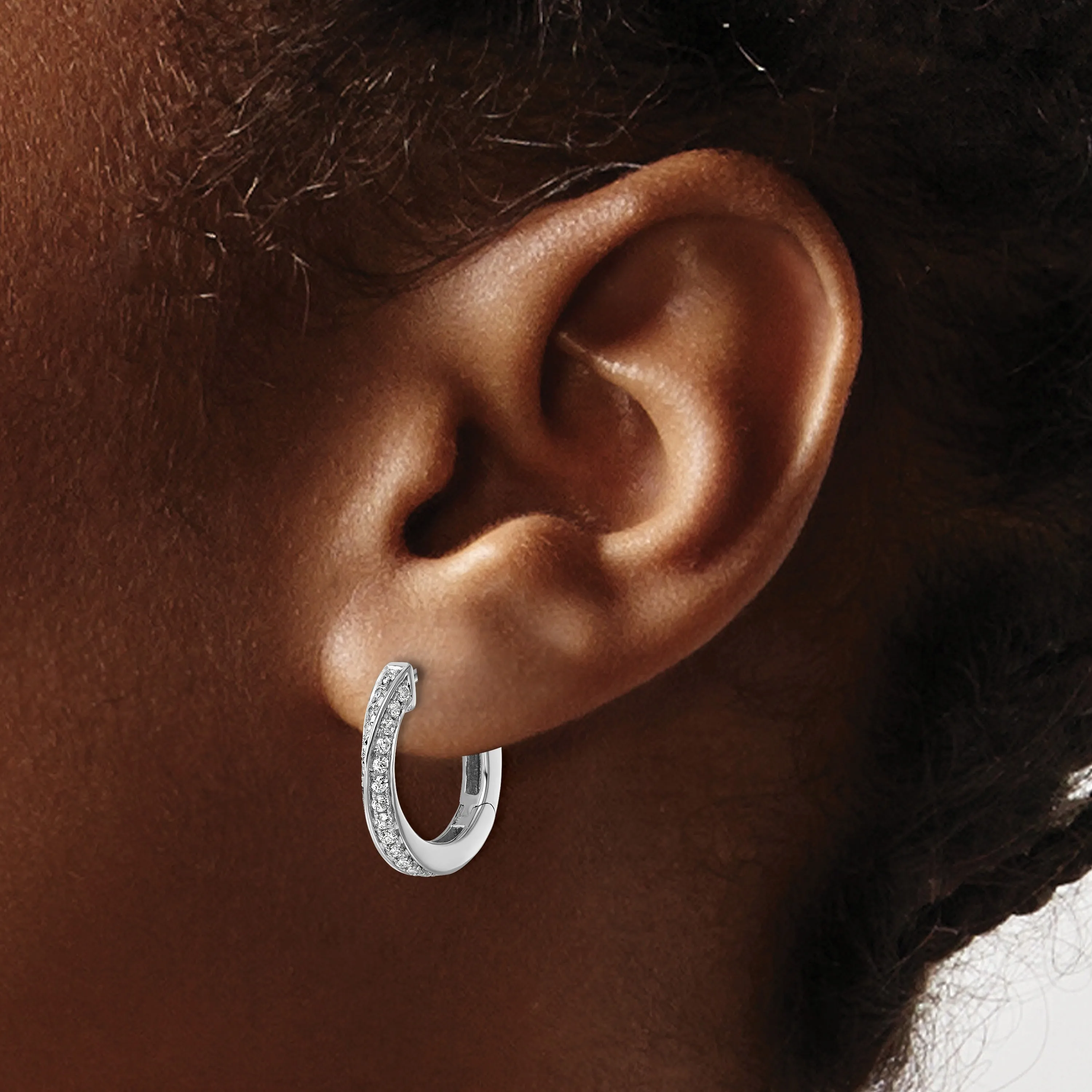 14k Gold Lab Diamond Twisted Hinged Hoop Earrings sold by Zulily product image thumbnail 5