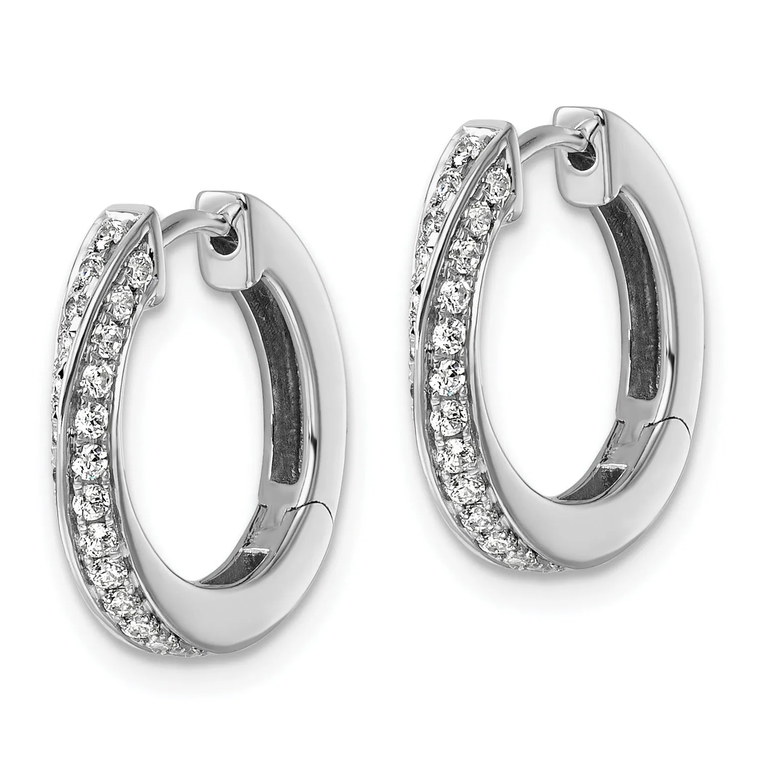 14k Gold Lab Diamond Twisted Hinged Hoop Earrings sold by Zulily product image thumbnail 2
