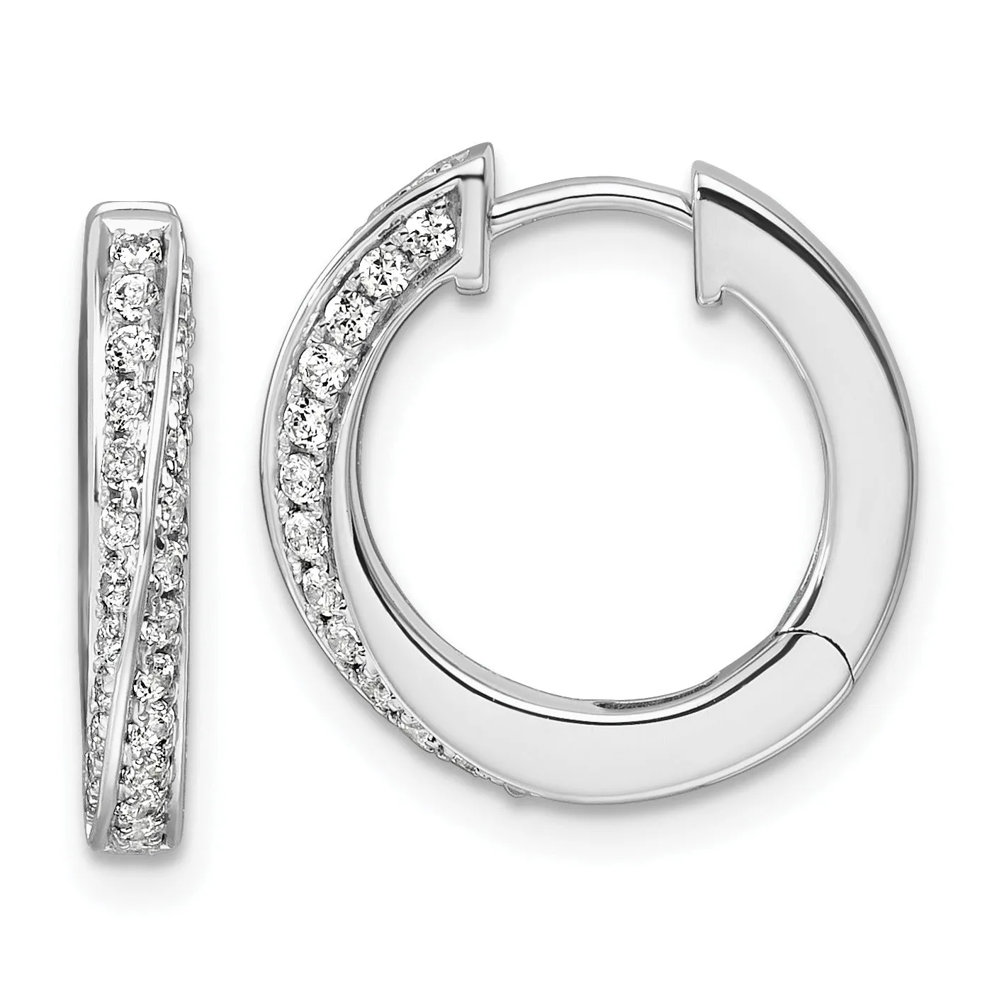 14k Gold Lab Diamond Twisted Hinged Hoop Earrings sold by Zulily