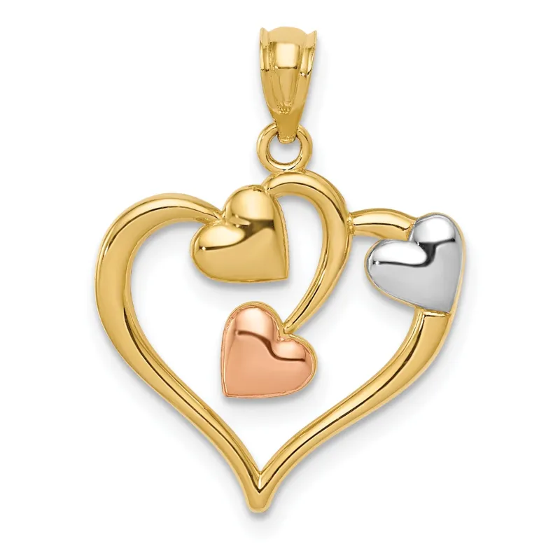 14K Two Tone Heart in Heart Pendant made by Zulily