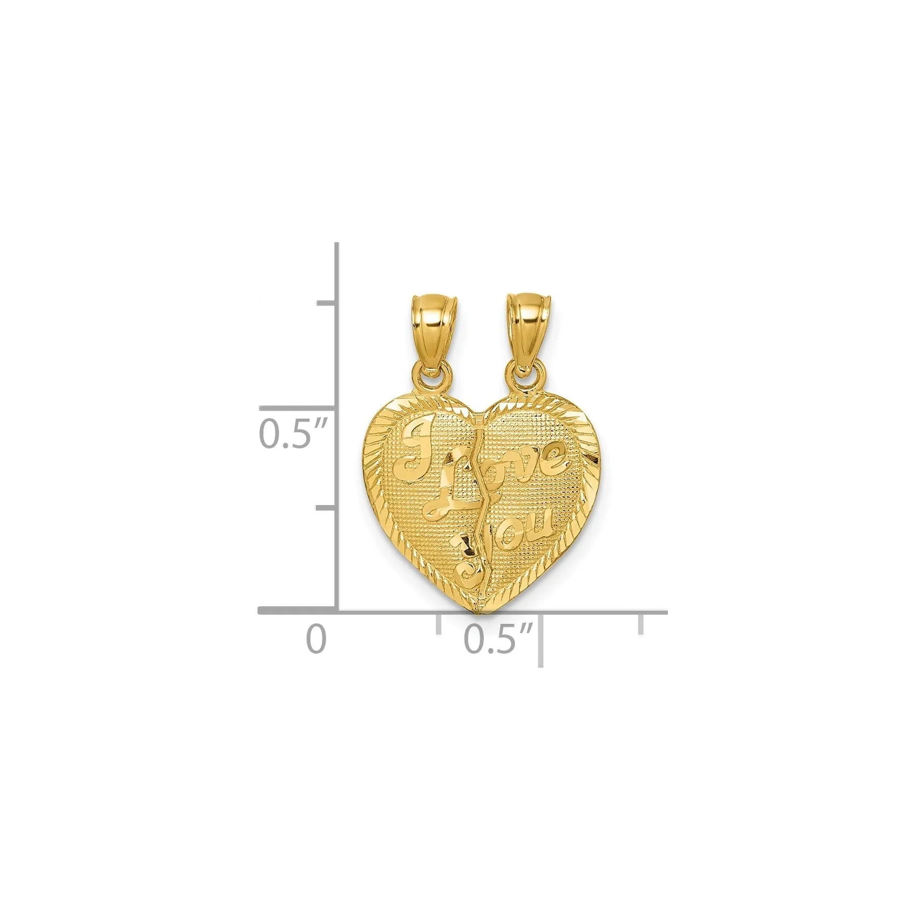 14k Gold I LOVE YOU broken heart Pendant for Couple sold by Zulily product image thumbnail 4