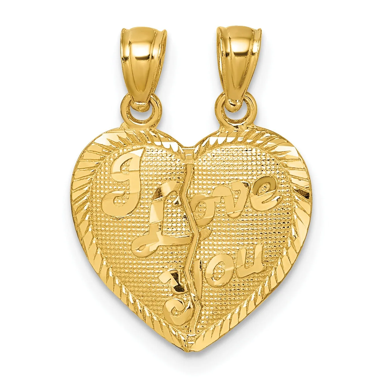 14k Gold I LOVE YOU broken heart Pendant for Couple sold by Zulily