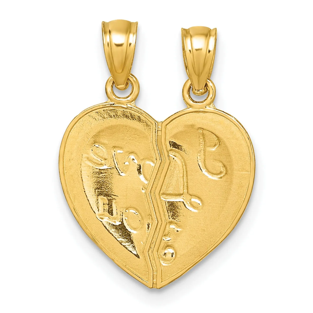 14k Gold I LOVE YOU broken heart Pendant for Couple sold by Zulily product image thumbnail 2