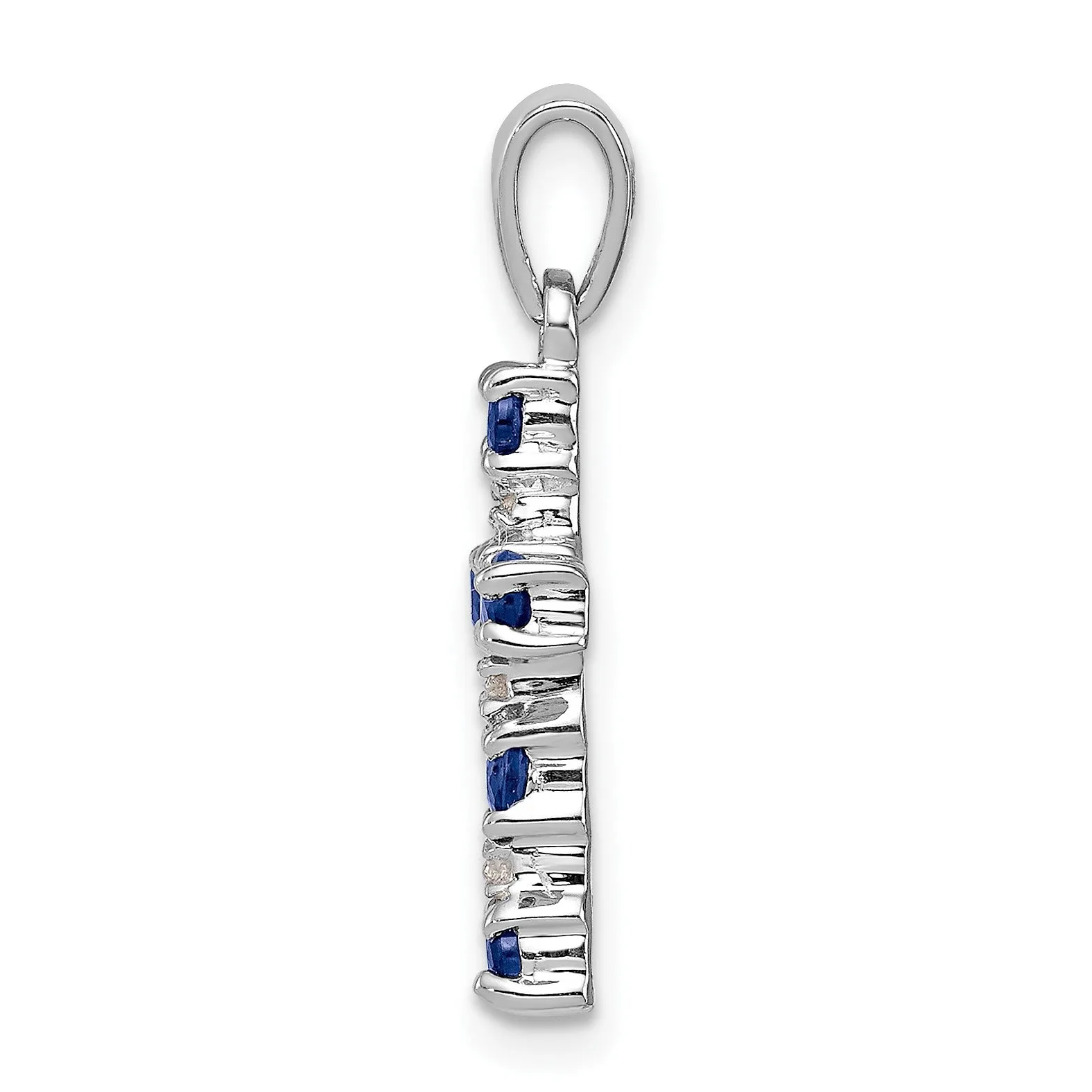 Sterling Silver Natural Blue Sapphire and Diamond Cross Pendant sold by Zulily product image thumbnail 3