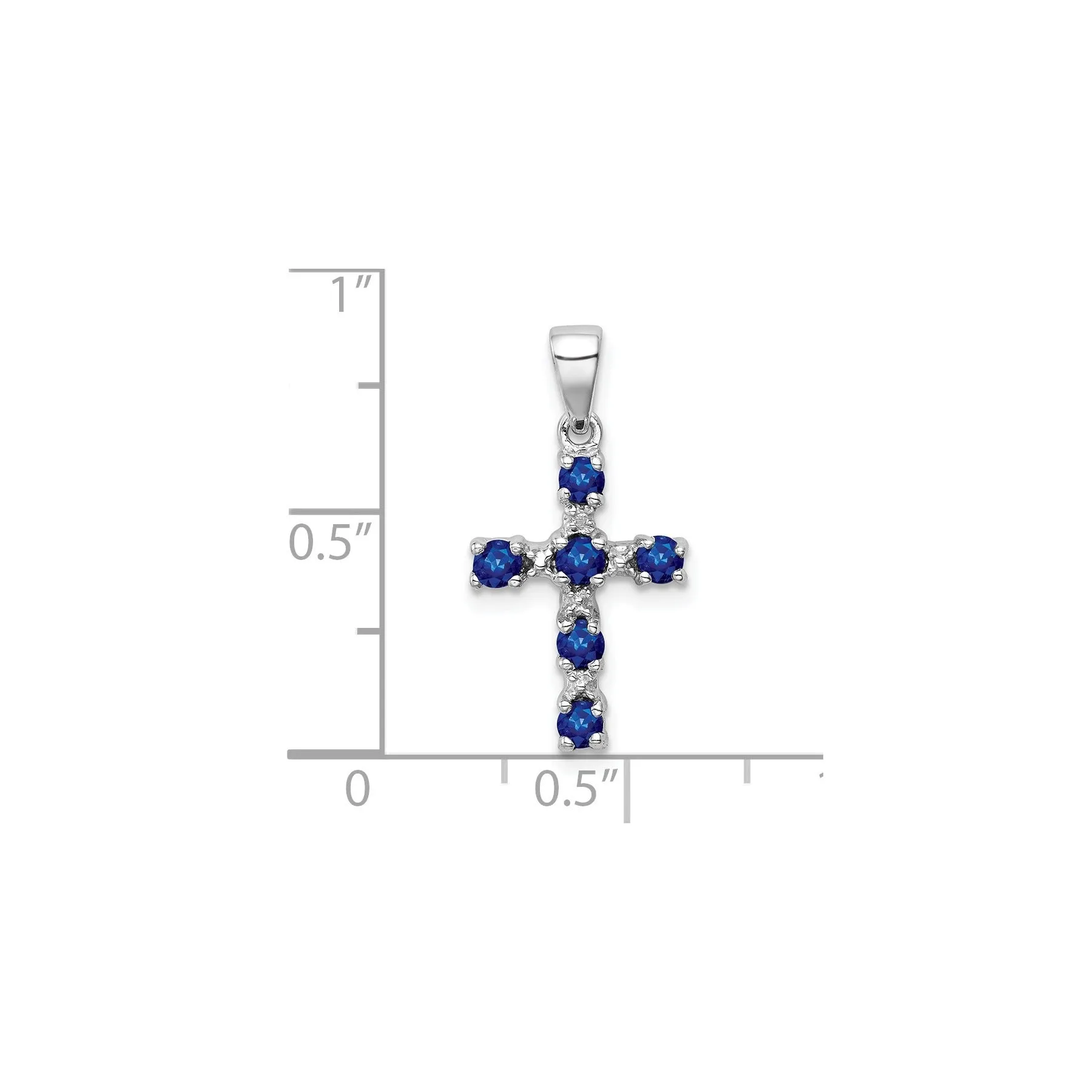 Sterling Silver Natural Blue Sapphire and Diamond Cross Pendant sold by Zulily product image thumbnail 4