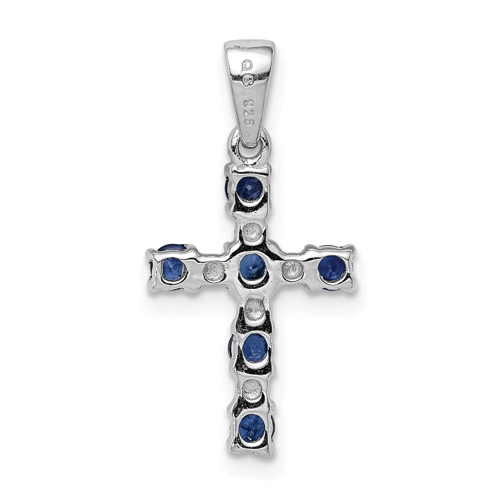 Sterling Silver Natural Blue Sapphire and Diamond Cross Pendant sold by Zulily product image thumbnail 2