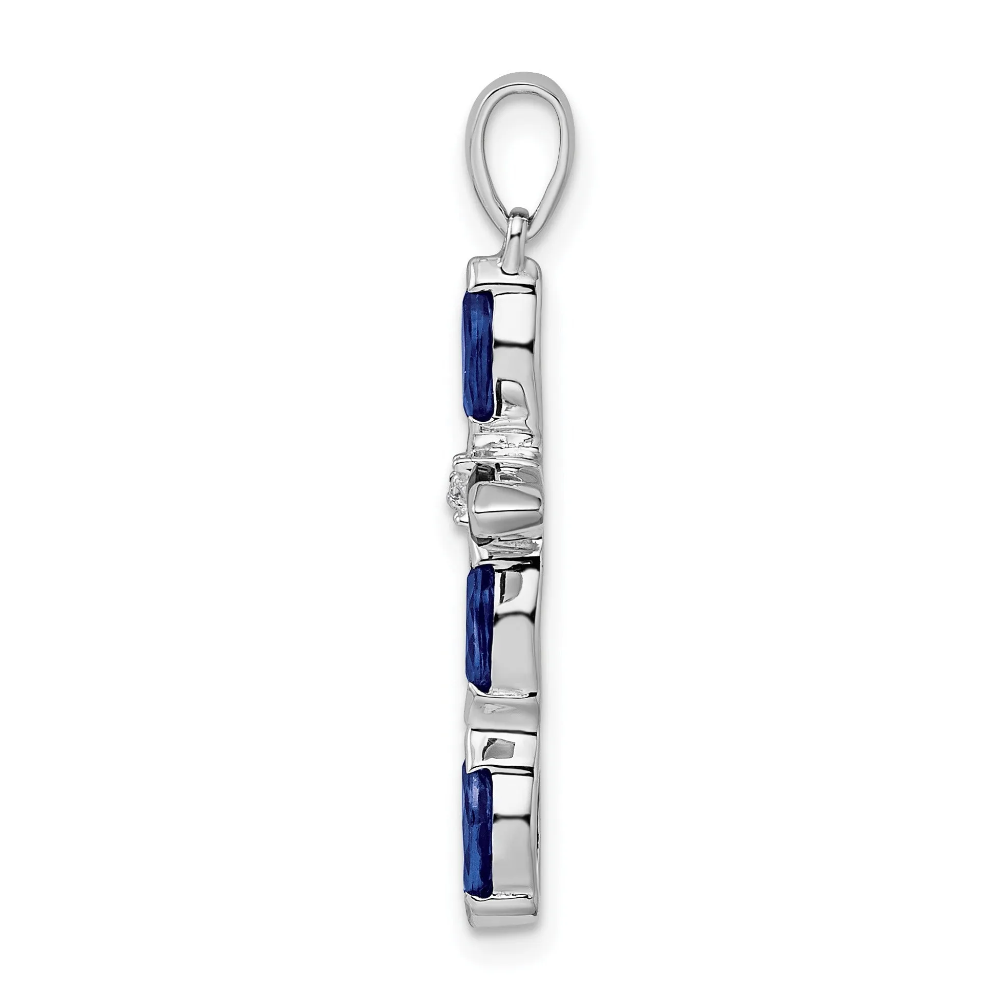 Sterling Silver Natural Sapphire and Diamond Pendant sold by Zulily product image thumbnail 3