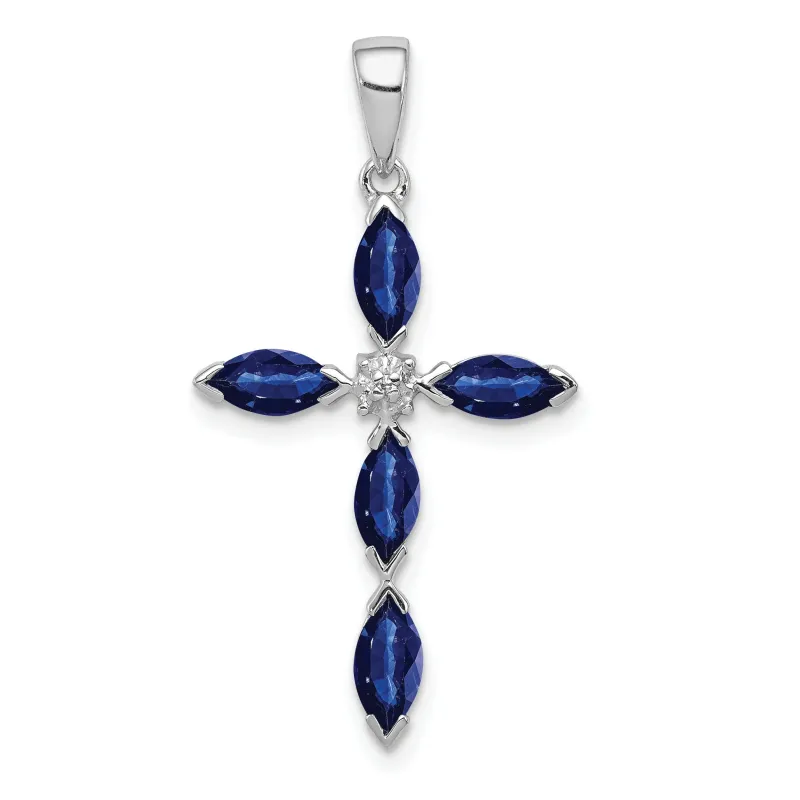 Sterling Silver Natural Sapphire and Diamond Pendant made by Zulily