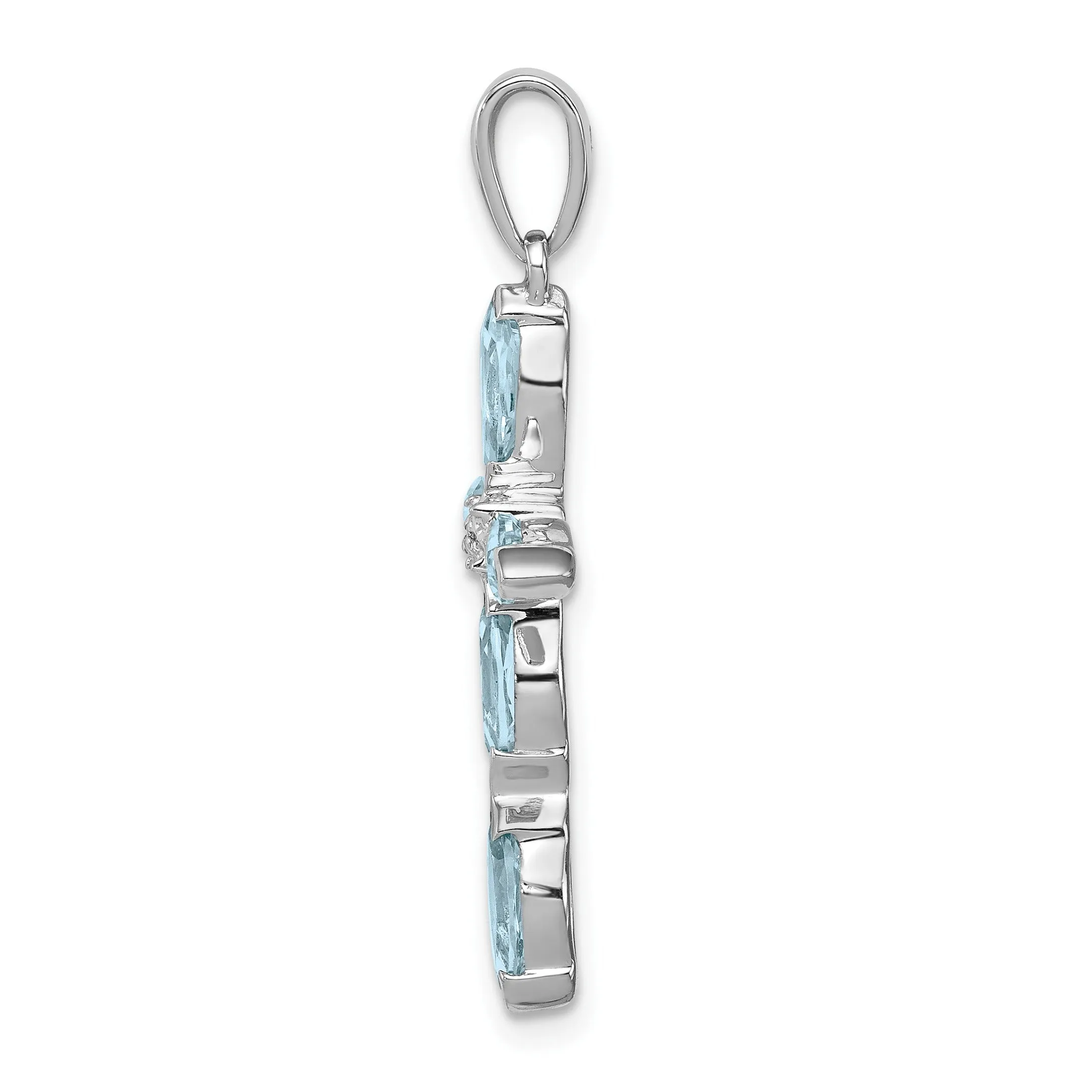 Sterling Silver Natural Blue Sky Blue Topaz and Diamond Pendant sold by Zulily product image thumbnail 3