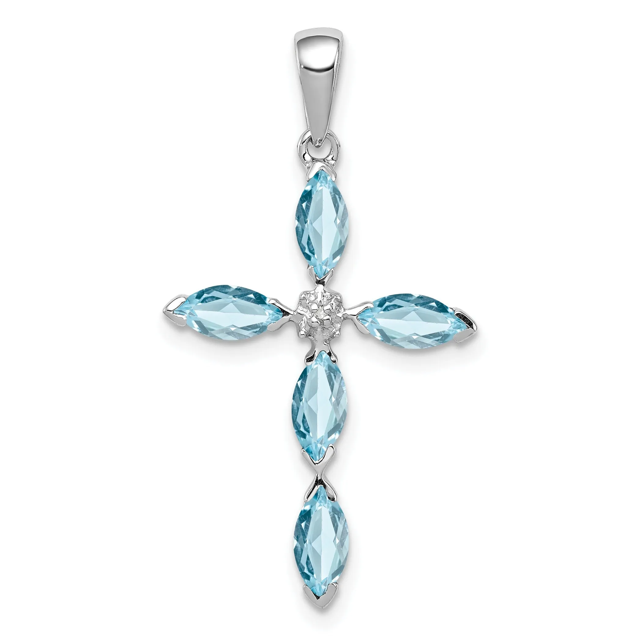 Sterling Silver Natural Blue Sky Blue Topaz and Diamond Pendant sold by Zulily