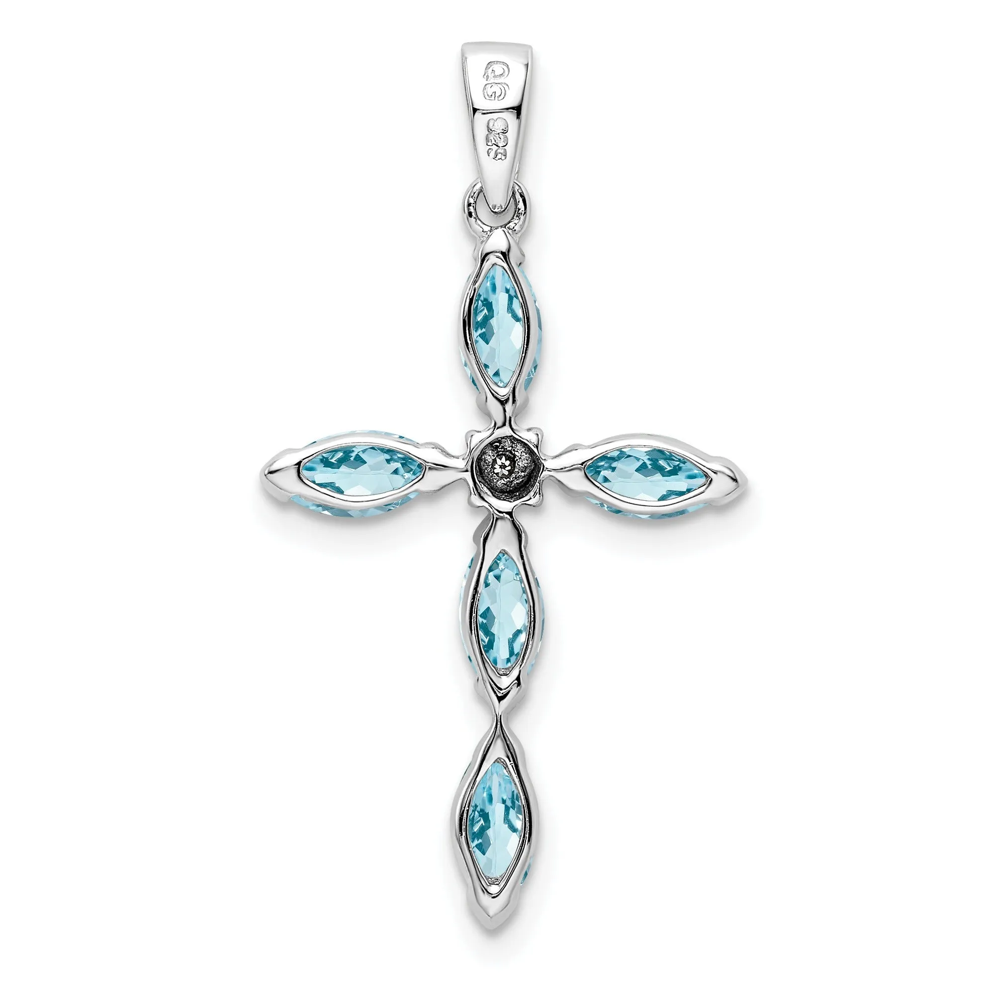 Sterling Silver Natural Blue Sky Blue Topaz and Diamond Pendant sold by Zulily product image thumbnail 2
