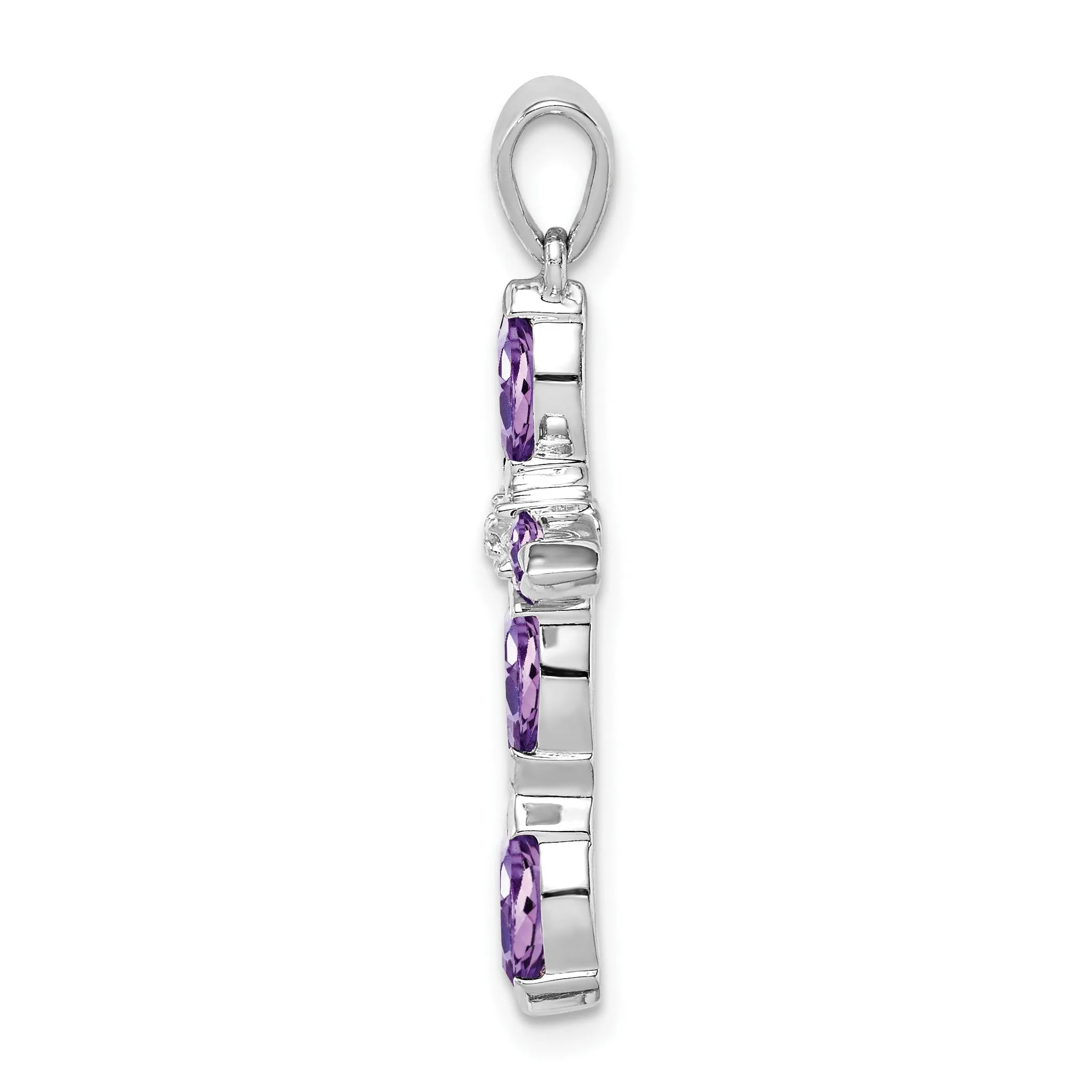 Sterling Silver Natural Amethyst and Diamond Pendant sold by Zulily product image thumbnail 3