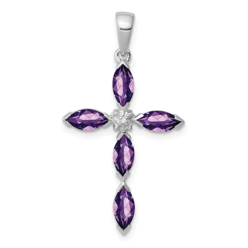 Sterling Silver Natural Amethyst and Diamond Pendant made by Zulily