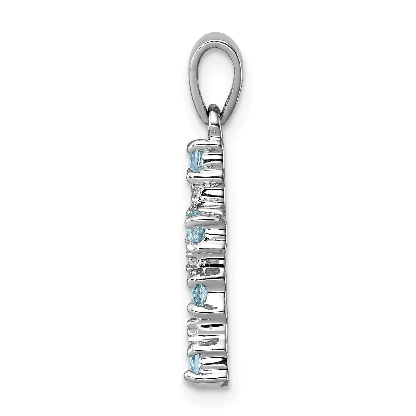 Sterling Silver Natural Blue Sky Blue Topaz and Diamond Cross Pendant sold by Zulily product image thumbnail 3