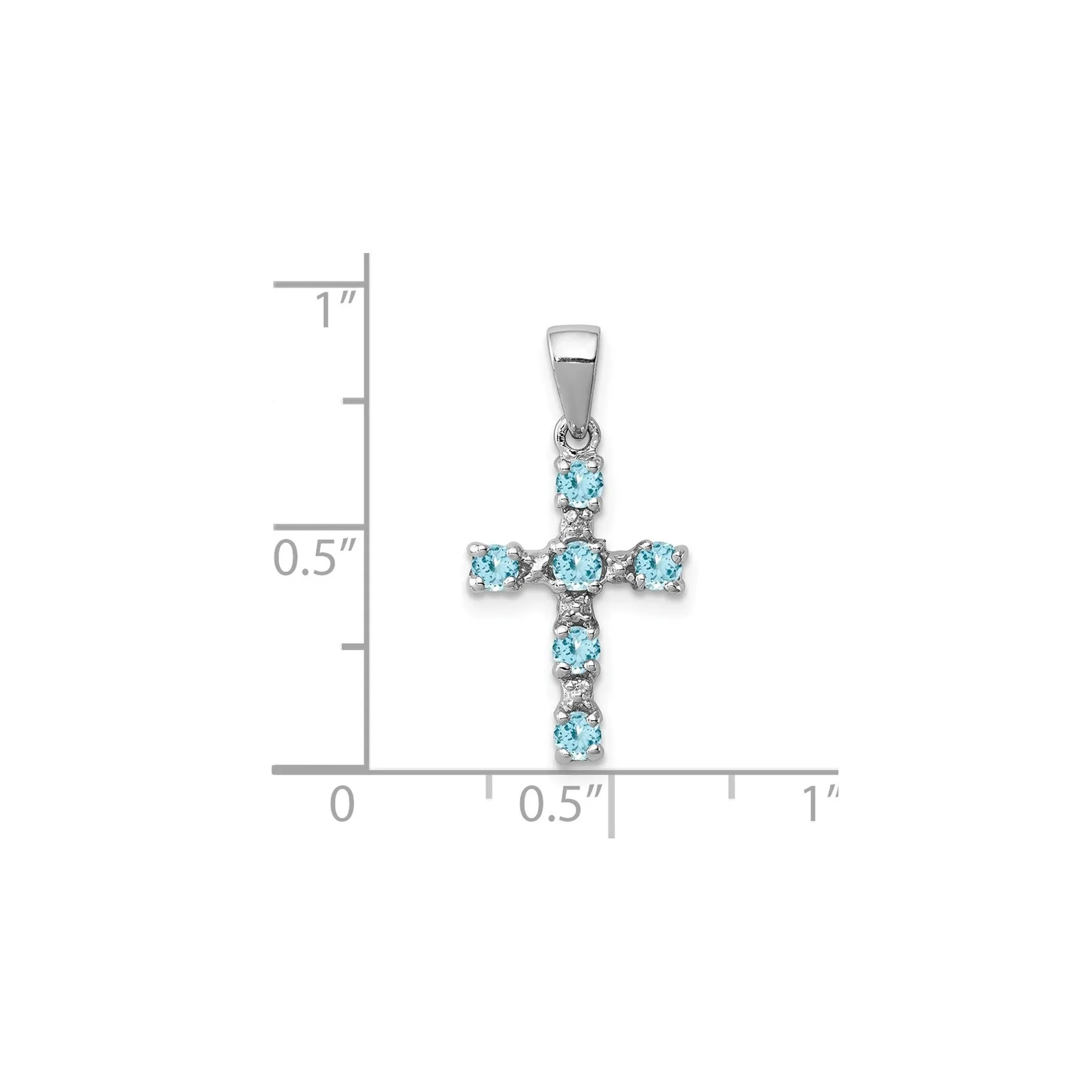 Sterling Silver Natural Blue Sky Blue Topaz and Diamond Cross Pendant sold by Zulily product image thumbnail 4