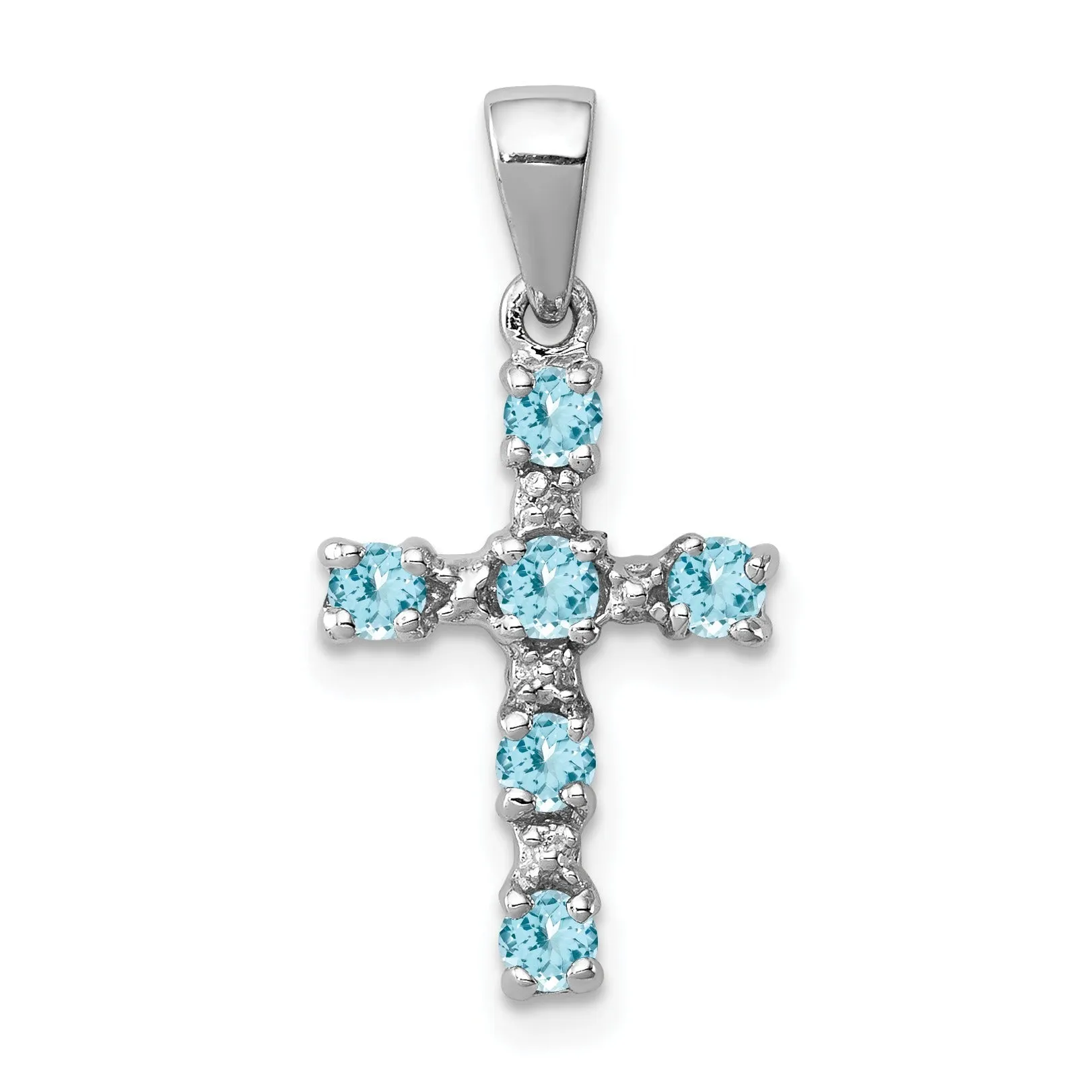 Sterling Silver Natural Blue Sky Blue Topaz and Diamond Cross Pendant sold by Zulily