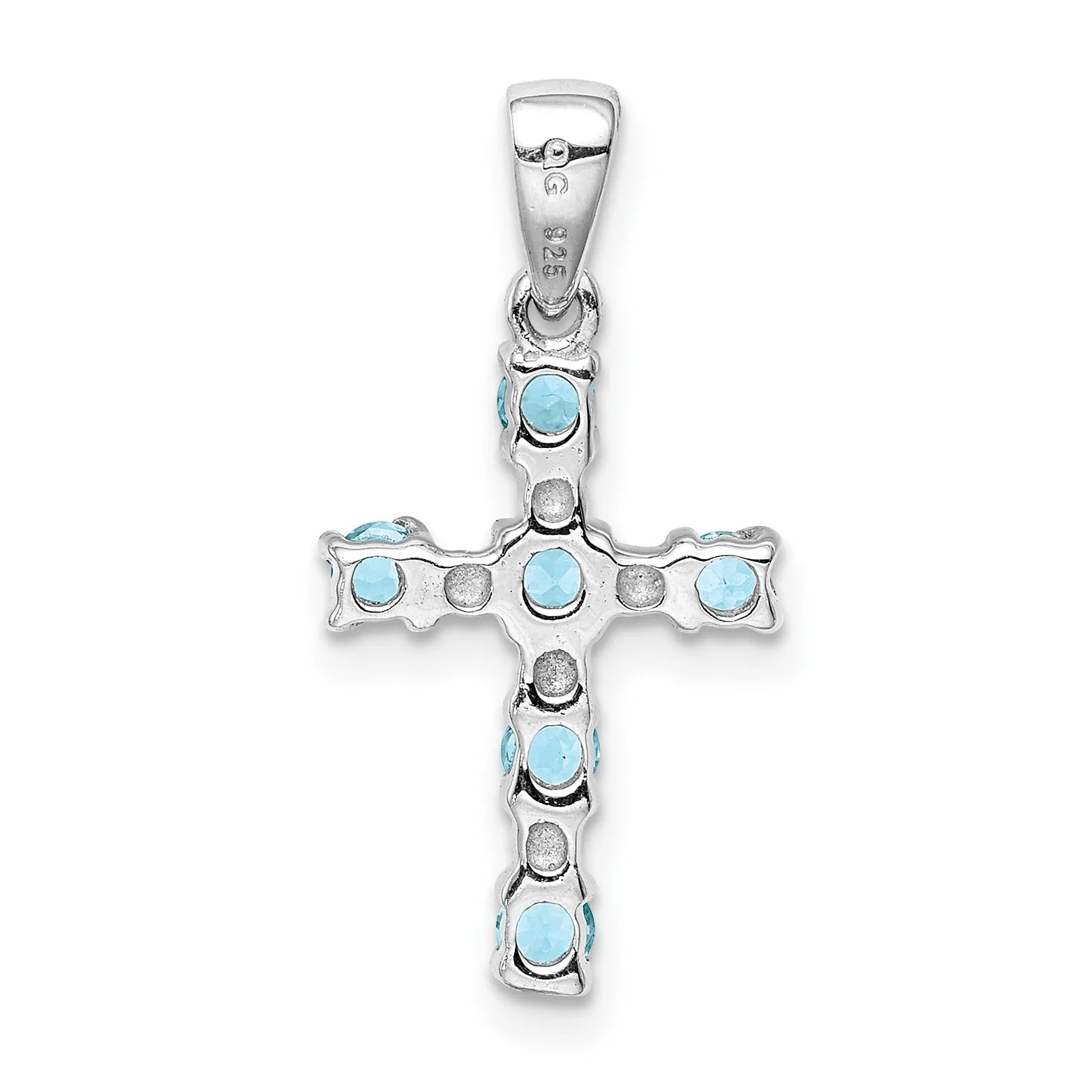 Sterling Silver Natural Blue Sky Blue Topaz and Diamond Cross Pendant sold by Zulily product image thumbnail 2