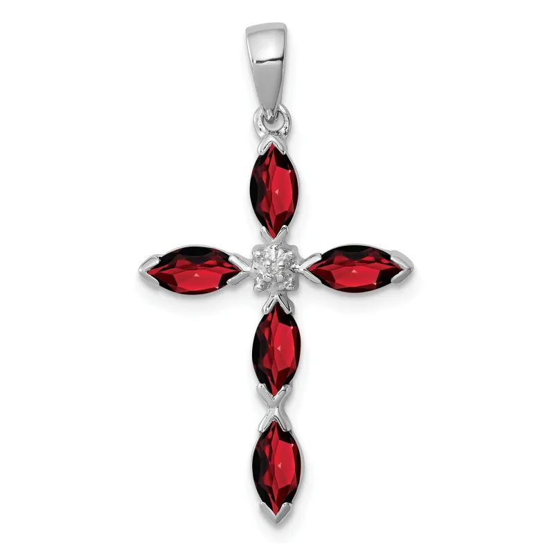 Sterling Silver Natural Garnet and Diamond Pendant made by Zulily