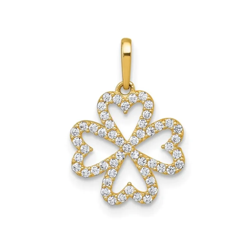 Four Leaf Clover  CZ Charm Sparkle Pendant 10K Yellow Gold made by Zulily